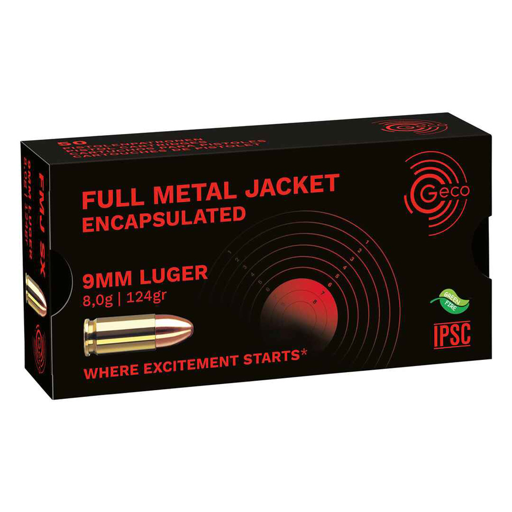 Geco 9 mm Luger FMJ SX 8,0g/124grs.