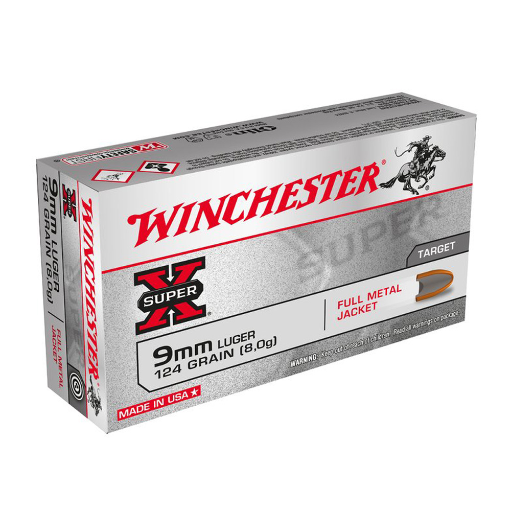 Winchester 9 mm Luger Super-X FMJ 8,0g/124grs.