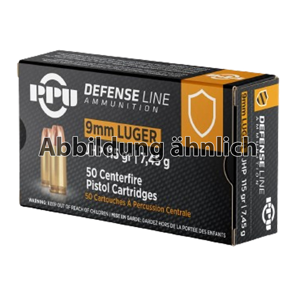 PPU 9 mm Luger JHP Defense Line 8,0g/124grs.