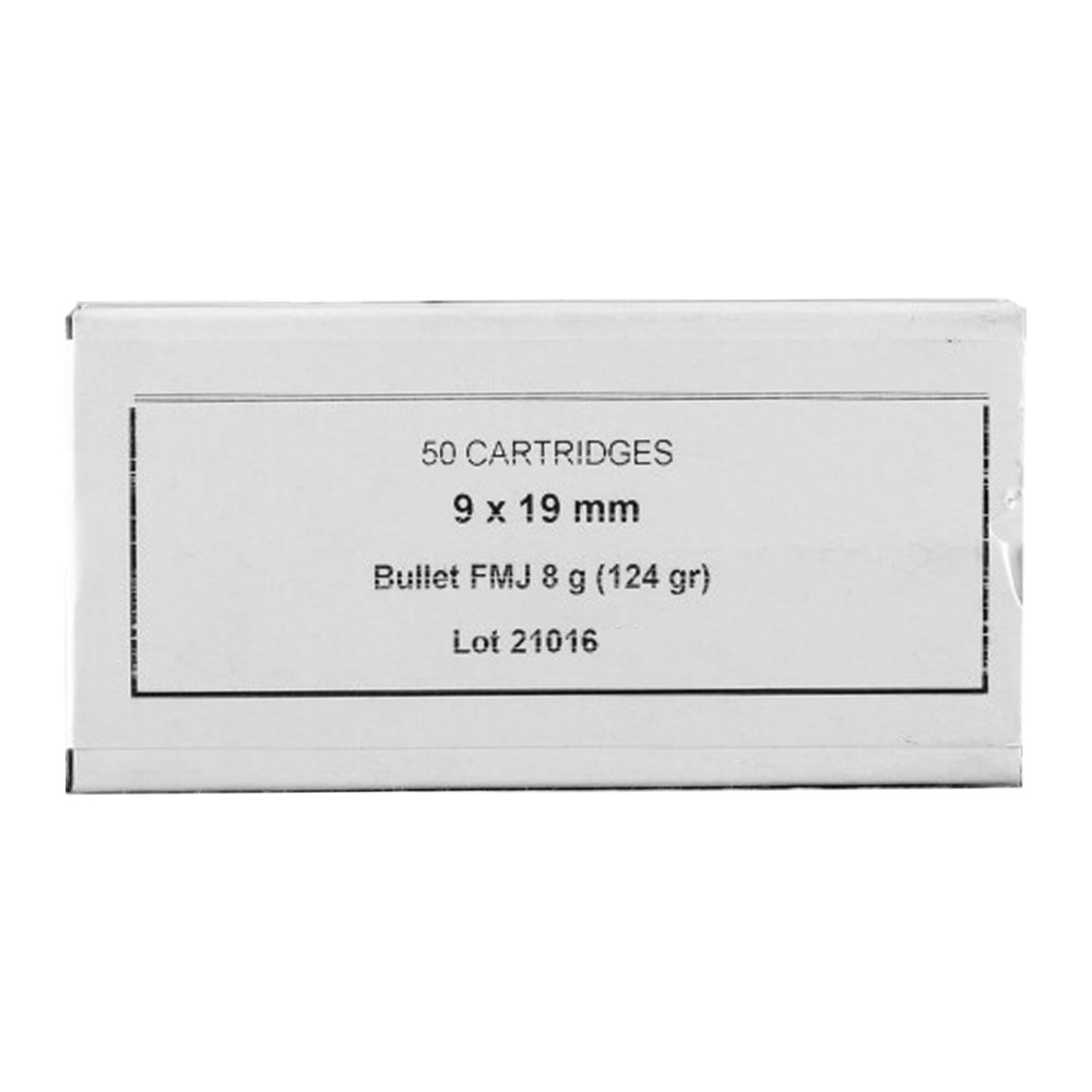 PPU 9 mm Luger FMJ White Box 8,0g/124grs.