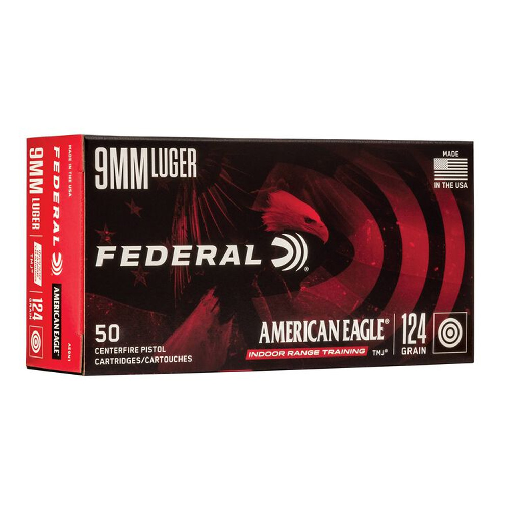 Federal Premium 9mm Luger American Eagle Indoor Range Training TMJ 8,0g/124grs.